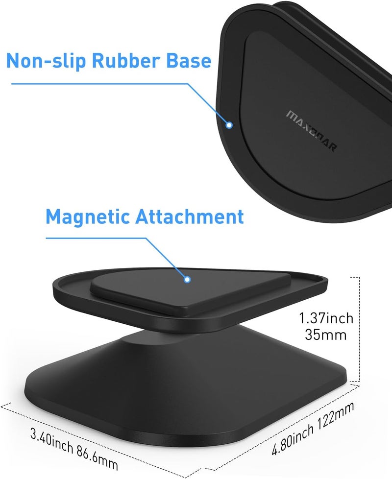 Maxonar Stand for Echo Show 5 (3rd Gen), Adjustable Tilt Swivel Stand Anti-Slip Base Strong Magnetic Compatible with 2023 Release Show 5 Smart Display & Mobile Phone 12/13/14 with Magnetic Case- Black - Image 3